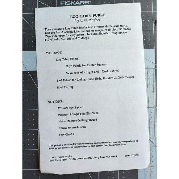 Pattern Log Cabin Purse or Shoulder bag Instructions B17 - Picture 2 of 2